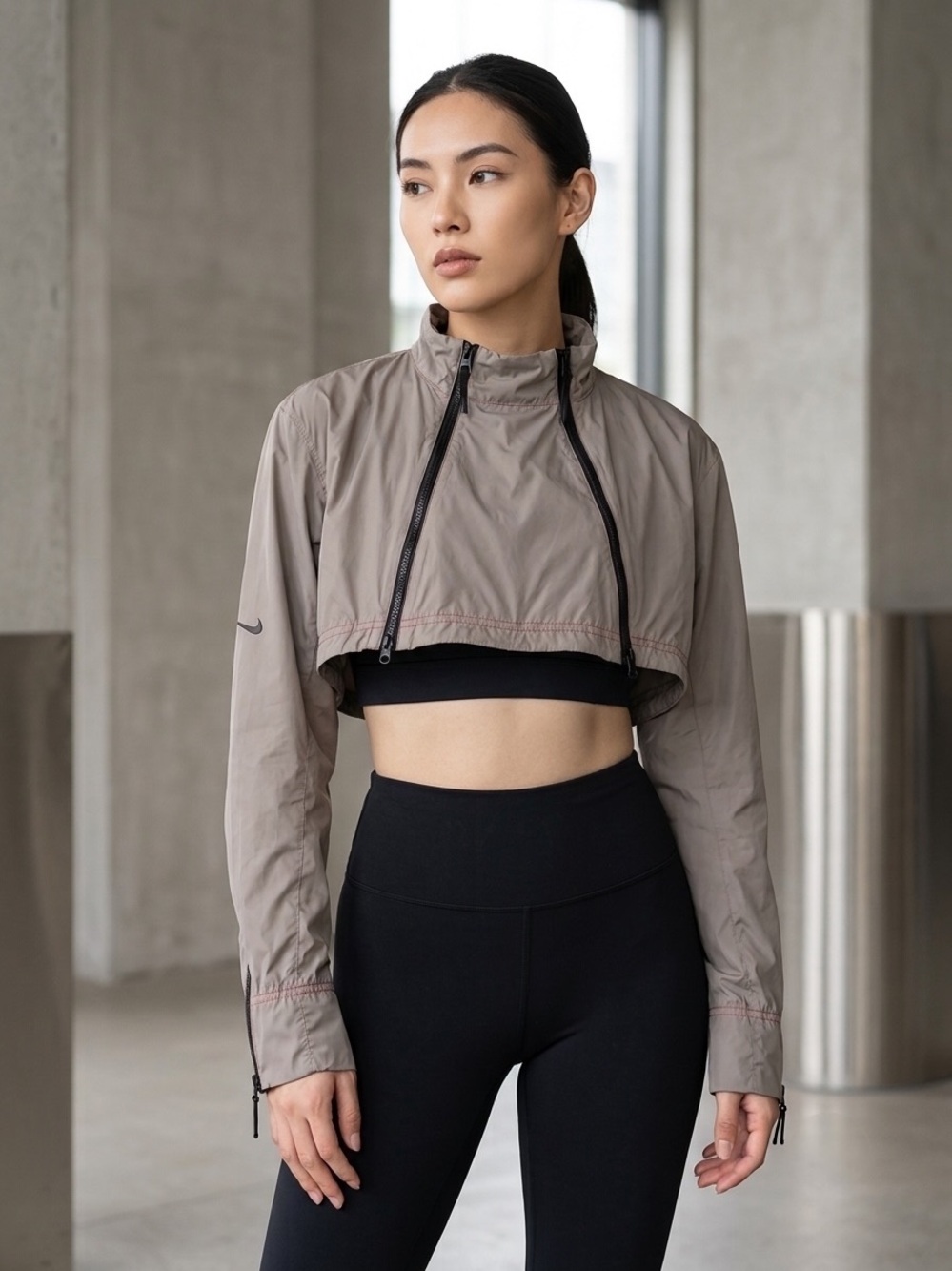 Nike A.A.E. Sepia Stone Cropped Utility Windbreaker Jacket Women’s S